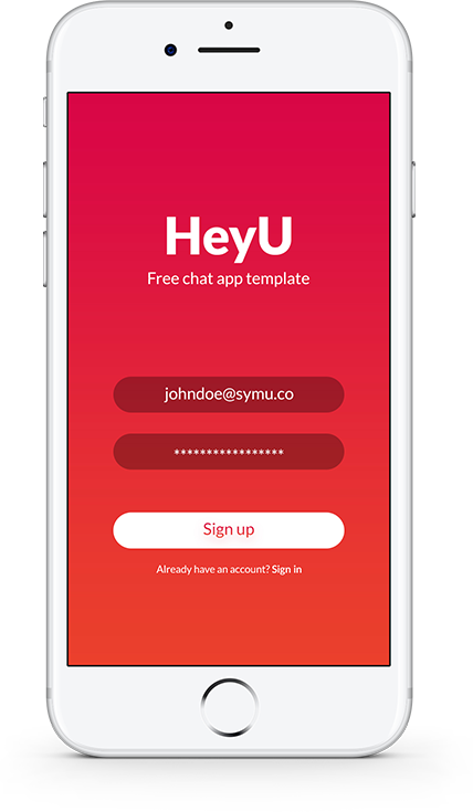 smartphone with homescreen of HeyU app