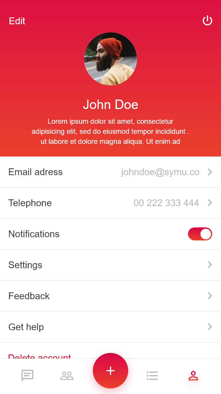 Preferences page in HeyU app